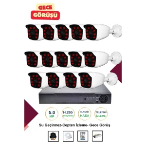 İrtech-14 Kameralı Güvenlik Kamera Seti Gece Görüşlü-Su Geçirmez-Tak Çalıştır G01