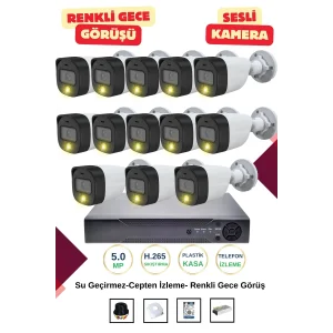 İrtech-13 Kameralı Güvenlik Kamera Seti Gece Renkli Görüşlü-Sesli-Su Geçirmez-Tak Çalıştır G06