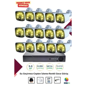 İrtech 15 Kameralı Güvenlik Kamera Seti Metal-Renkli Gece Görüşlü-Su Geçirmez-Tak Çalıştır G11