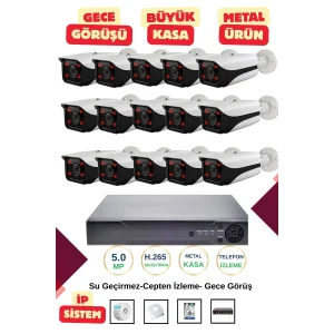 İrtech-15 Kameralı İp Güvenlik Kamera Seti Metal-Gece Görüşlü-Su Geçirmez-Tak Çalıştır G10