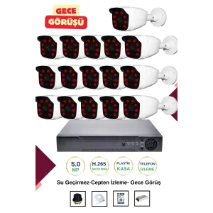 İrtech-16 Kameralı Güvenlik Kamera Seti Gece Görüşlü-Su Geçirmez-Tak Çalıştır G01