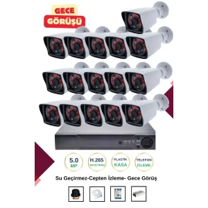 İrtech-16 Kameralı Güvenlik Kamera Seti Gece Görüşlü-Su Geçirmez-Tak Çalıştır G03