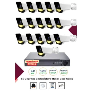 İrtech- 16 Kameralı Güvenlik Kamera Seti Gece Renkli Görüşlü-Su Geçirmez-Tak Çalıştır G07
