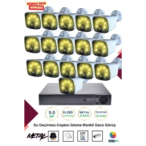 İrtech 16 Kameralı Güvenlik Kamera Seti Metal-Renkli Gece Görüşlü-Su Geçirmez-Tak Çalıştır G11