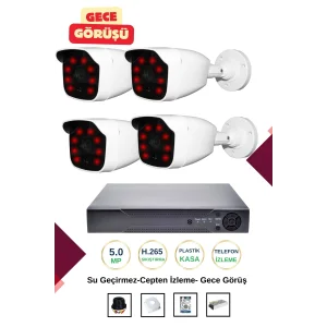 İrtech-4 Kameralı Güvenlik Kamera Seti Gece Görüşlü-Su Geçirmez-Tak Çalıştır G01