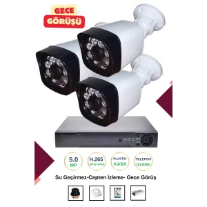 İrtech-3 Kameralı Güvenlik Kamera Seti Gece Görüşlü-Su Geçirmez-Tak Çalıştır G02