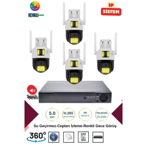 İrtech-4 Kameralı 360 Derece Sesli İp Güvenlik Kamera Seti Renkli Gece Görüş-Su Geçirmez GK01