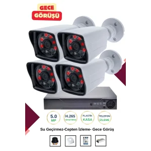 İrtech-4 Kameralı Güvenlik Kamera Seti Gece Görüşlü-Su Geçirmez-Tak Çalıştır G03