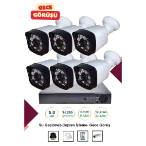 İrtech-6 Kameralı Güvenlik Kamera Seti Gece Görüşlü-Su Geçirmez-Tak Çalıştır G02