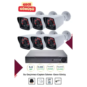 İrtech-6 Kameralı Güvenlik Kamera Seti Gece Görüşlü-Su Geçirmez-Tak Çalıştır G03
