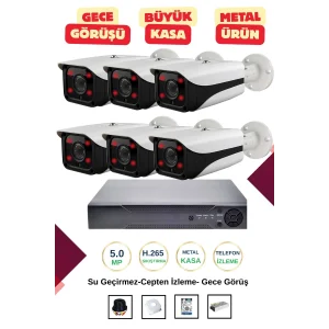 İrtech-6 Kameralı Güvenlik Kamera Seti Metal-Gece Görüşlü-Su Geçirmez-Tak Çalıştır G09