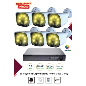 İrtech 6 Kameralı Güvenlik Kamera Seti Metal-Renkli Gece Görüşlü-Su Geçirmez-Tak Çalıştır G11