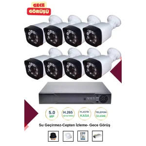 İrtech-8 Kameralı Güvenlik Kamera Seti Gece Görüşlü-Su Geçirmez-Tak Çalıştır G02