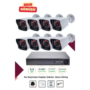 İrtech-8 Kameralı Güvenlik Kamera Seti Gece Görüşlü-Su Geçirmez-Tak Çalıştır G03