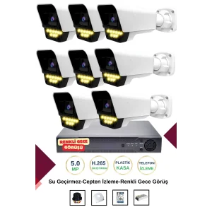 İrtech- 8 Kameralı Güvenlik Kamera Seti Gece Renkli Görüşlü-Su Geçirmez-Tak Çalıştır G07