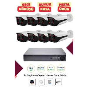 İrtech-8 Kameralı Güvenlik Kamera Seti Metal-Gece Görüşlü-Su Geçirmez-Tak Çalıştır G09