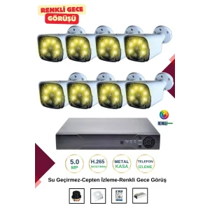 İrtech 8 Kameralı Güvenlik Kamera Seti Metal-Renkli Gece Görüşlü-Su Geçirmez-Tak Çalıştır G11