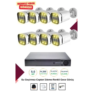 İrtech 8 Kameralı Güvenlik Kamera Seti -Renkli Gece Görüşlü-Su Geçirmez-Tak Çalıştır G12