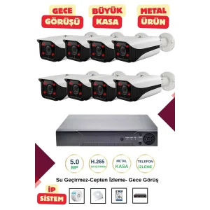 İrtech-8 Kameralı İp Güvenlik Kamera Seti Metal-Gece Görüşlü-Su Geçirmez-Tak Çalıştır G10