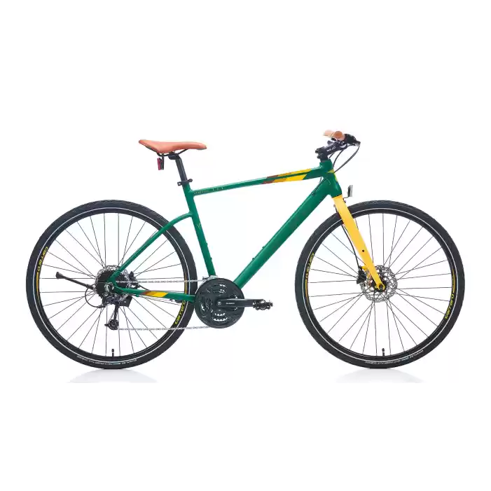 Carraro Sportive 328 28 Jant 27 Vites 48 Cm Hidrolik Disk Fren Şehir Bisikleti-Mat Koyu Yeşil -Sarı-Kahverengi