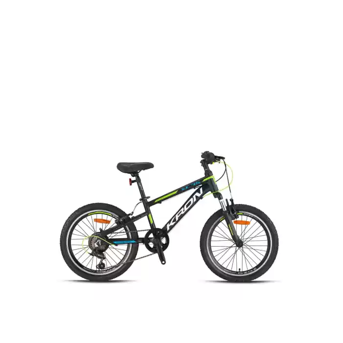 Kron XC-75 20 Jant 7 Vites 28 Cm V-Fren Çocuk Bisikleti-Mat Siyah-Yeşil-Beyaz
