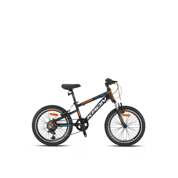 Kron XC-75 24 Jant 21 Vites 33 Cm V-Fren Çocuk Bisikleti-Mat Siyah-Neon Turuncu-Beyaz-Mavi