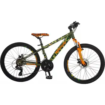 Bianchi Spider 401 24 Jant 21 Vites 32 Cm Mekanik Disk Fren Çocuk Dağ Bisikleti-Yeşil-Turuncu