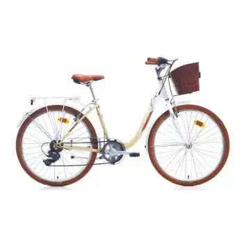 Carraro Julıana 28 28 Jant 7 Vites 43 Cm V-Fren Şehir Bisikleti-Beyaz-Bej-Kahverengi
