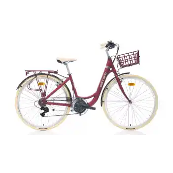 Carraro Juliet 28 Jant 21 Vites 43 Cm V-Fren Şehir Bisikleti-Mat Kırmızı-Krom-Krem