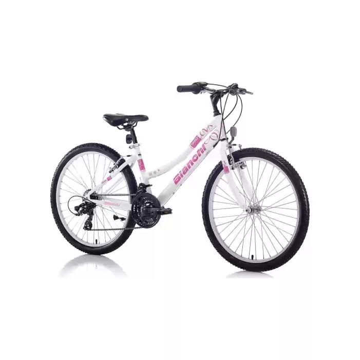 Bianchi Bella 24 Jant 21 Vites 36 Cm V-Fren Dağ Bisikleti-Beyaz-Fuşya