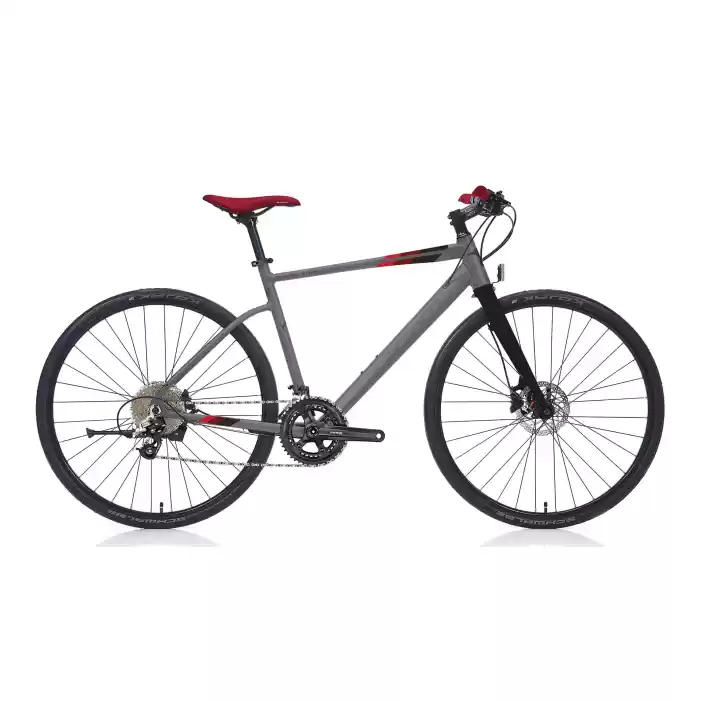 Carraro Sportive 350 28 Jant 22 Vites Hidrolik Disk Fren 52 Cm Şehir Bisikleti-Mat Antrasit-Siyah-Kırmızı