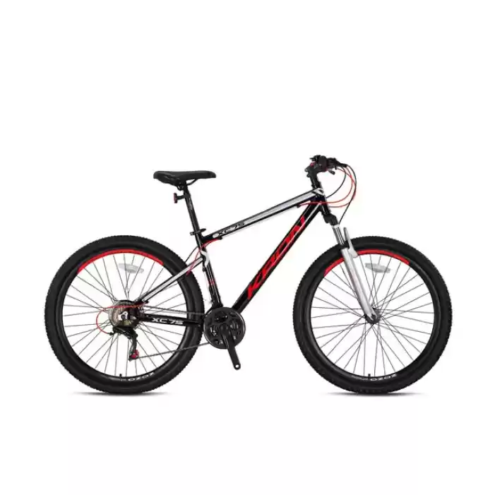 Kron XC75 26 Jant 21 Vites 43 Cm V-Fren Dağ Bisikleti-Parlak Siyah-Kırmızı-Gri