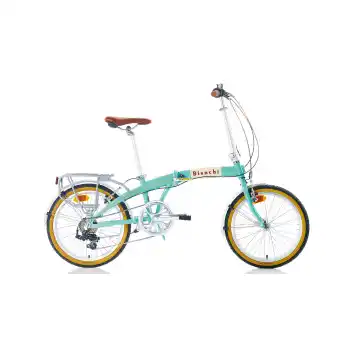 Bianchi Folding Vintage 20 Jant 7 Vites 28.5 Cm V-Fren Katlanır Bisiklet - Celeste-Krem