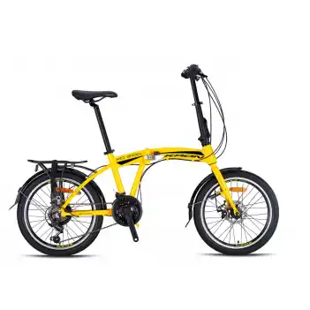 Kron FD2100 20 Jant 21 Vites Mekanik Disk Fren Katlanır Bisiklet-Sarı-Siyah