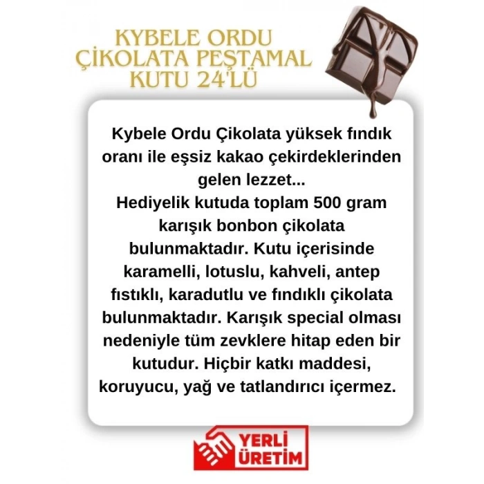 Kybele Ordu Çikolata Peştamal Kutu 24lü