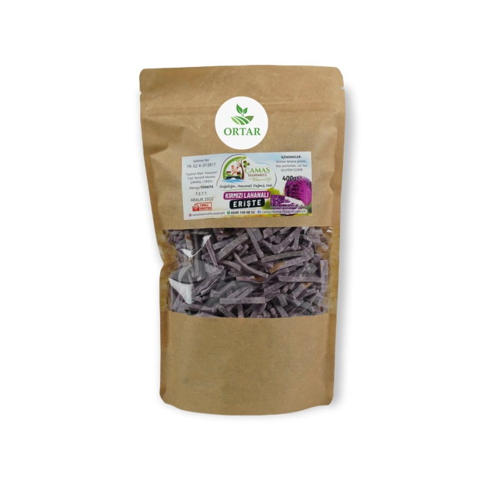 Kırmızı Pancarlı Erişte 350 gr (Doğal-Katkısız)