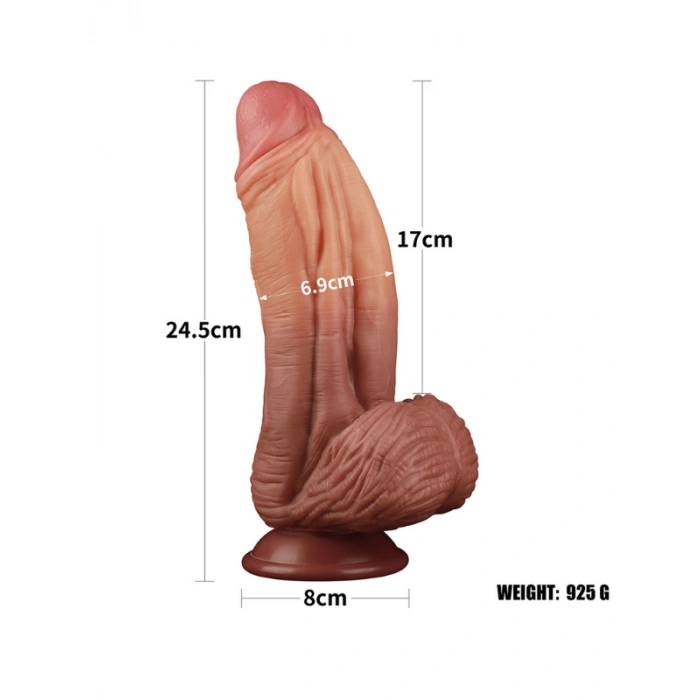 Nevamel® 10 İnç Dual Layered Platinum Silicone Cock Dildo