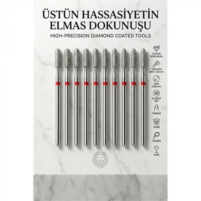 Nevamel® 10lu Elmas Freze Ucu Seti - Protez Tırnak Kalıcı Oje Manikür ve Hobi Tesbih 882/031R 723099