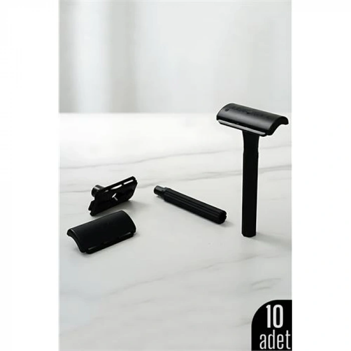 Nevamel® 10lu Şık Siyah Plastik Tıraş Aleti – Manuel Tıraş Bıçağı   Ergonomik Saplı
