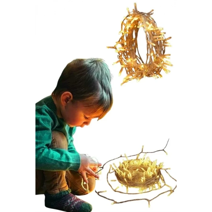 Nevamel® 10 Metre Günışığı Led Işık Fişli Dekoratif Sarı Ton Aydınlatma 3 Modlu Led Şerit