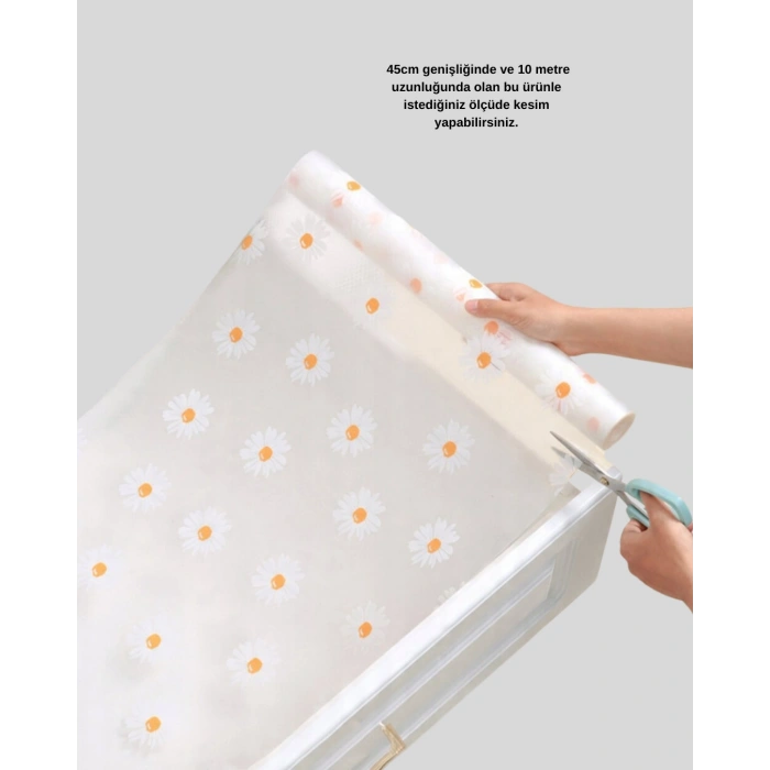 Nevamel® 10 Metre Papatya Desenli Kolay Temizlenebilir Çekmece Matı