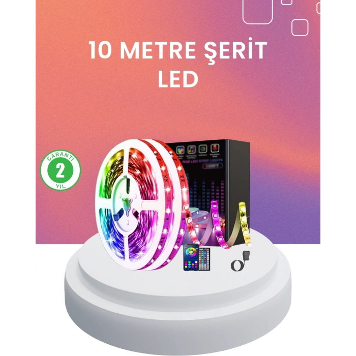 Nevamel 10 Metre Telefon Kontrollü Smart Şerit Led USB RGB Kumandalı