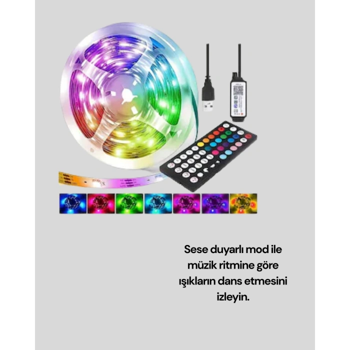 Nevamel 10 Metre Telefon Kontrollü Smart Şerit Led USB RGB Kumandalı