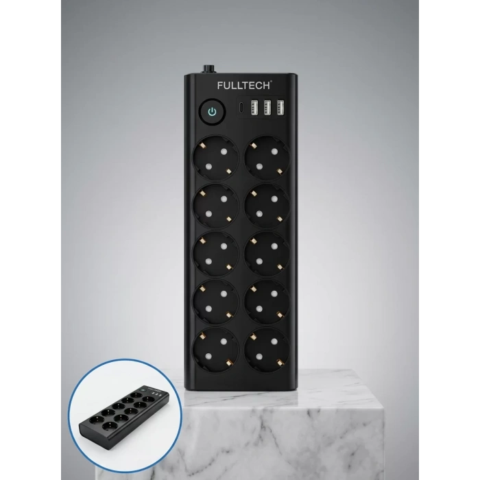 Nevamel® 10 Prizli USB Destekli Çoklu Priz Type-C Şarj Girişli Güvenli Güç Ünitesi