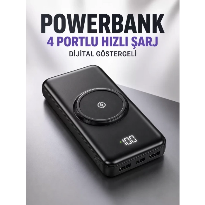 Nevamel® 10.000 Mah Powerbank 4 Portlu Hızlı Şarj Dijital Göstergeli
