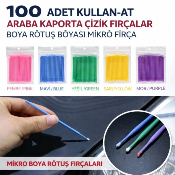 Nevamel 100’lü Mini Tek Kullanımlık Araba Rötuş Fırçası