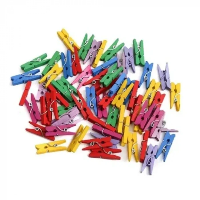 Nevamel 100lü Renkli Ahşap Mandal Seti 2.5 cm