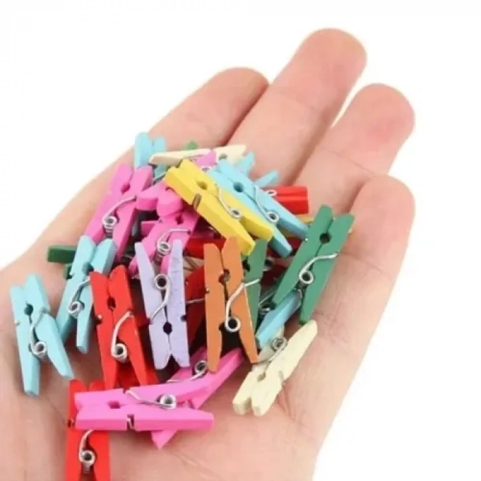 Nevamel 100lü Renkli Ahşap Mandal Seti 2.5 cm