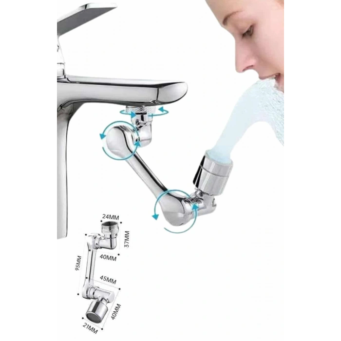 Nevamel® 1080° Çok Yönlü Musluk Aparatı Püskürtme ve Köpük Akışlı