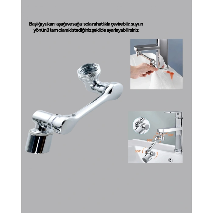 Nevamel® 1080° Dönebilen Musluk Başlığı Robotik Kol Havalandırıcı Çok Yönlü Su Yönlendirme